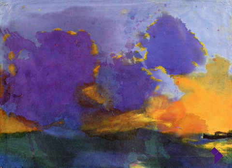 Aquarelle-Sea with Light Purple Cloud