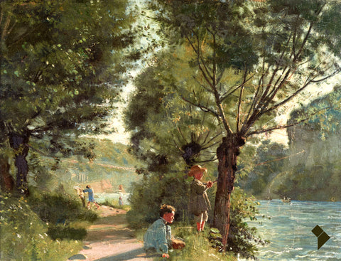 Children Fishing on the Bank of the Arve